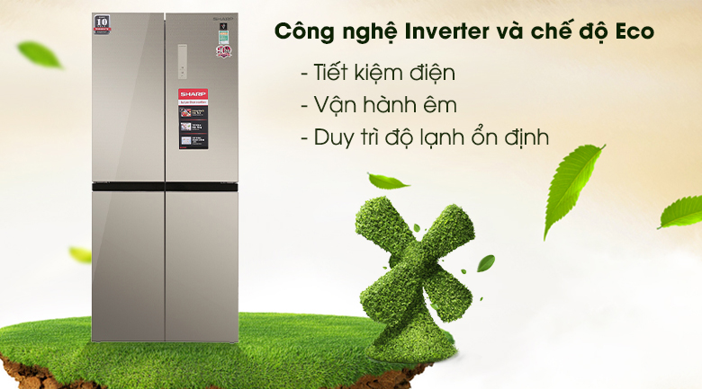Tủ lạnh Sharp Inverter 401 lít SJ-FXP480VG-CH - Công Nghệ Inverter và Eco