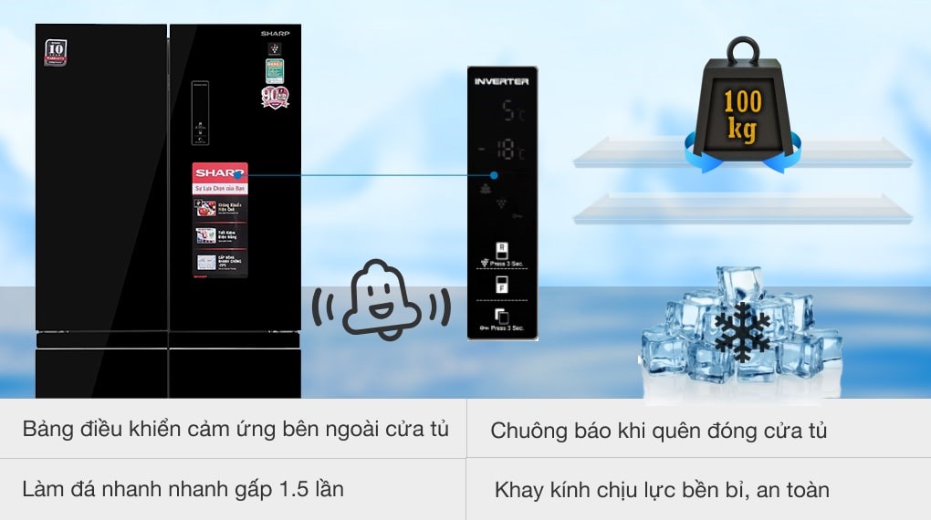 Tủ lạnh Sharp Inverter 401 lít Multi Door SJ-FXP480VG-BK - 20