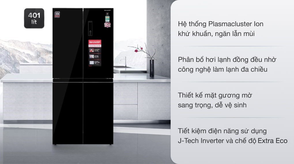 Tủ lạnh Sharp Inverter 401 lít Multi Door SJ-FXP480VG-BK - 2