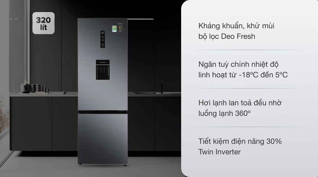 Tủ lạnh Aqua Inverter 320 lít AQR-B399MA(WHB) - 13