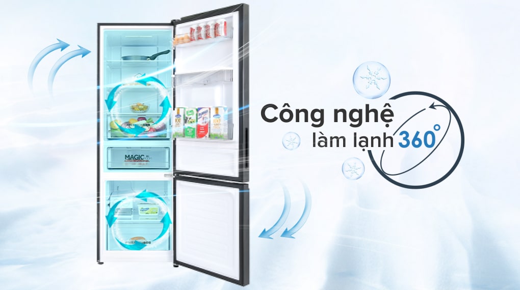 Tủ lạnh Aqua Inverter 320 lít AQR-B399MA(WHB) - Làm lạnh 360 độ