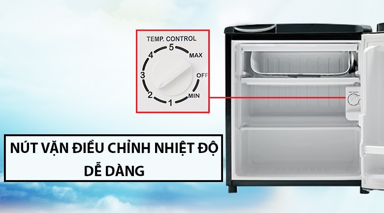 Tủ lạnh Aqua 50 lít AQR-D59FA(BS)-Điều chỉnh nhiệt độ dễ dàng với nút vặn điều khiển dễ thao tác 