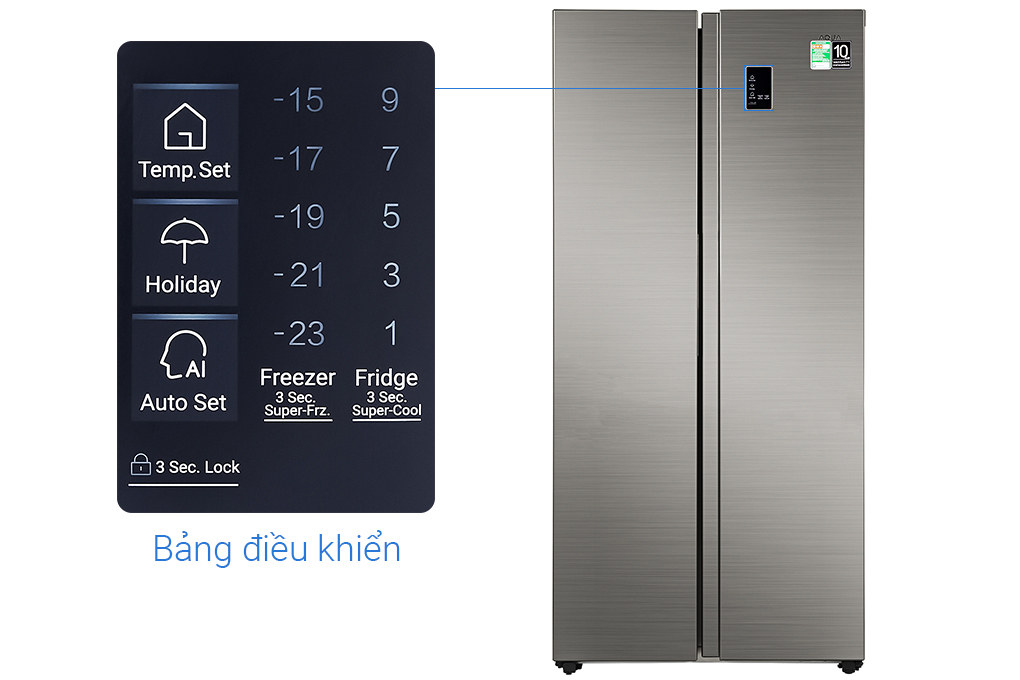 Tủ lạnh Aqua Inverter 480 lít AQR-S480XA(SG) Màu Bạc