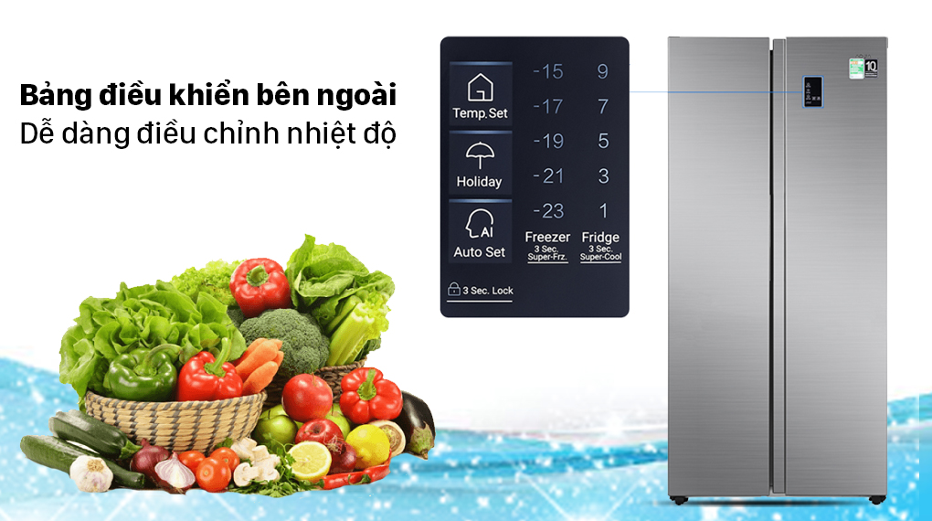 Tủ lạnh Aqua Inverter 480 lít AQR-S480XA(SG) - Bảng điều khiển bên ngoài