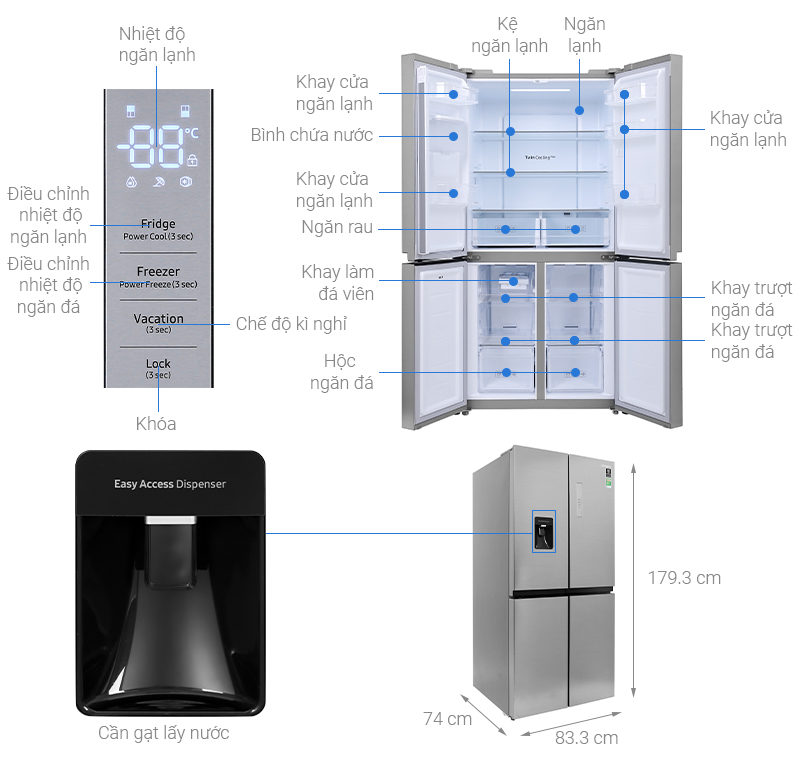 Tủ lạnh Samsung Inverter 488 lít Multi Door RF48A4010M9/SV