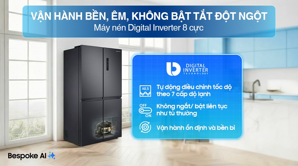 Tủ lạnh Samsung Inverter 488 lít Multi Door RF48A4000B4/SV