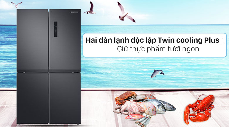 Tủ lạnh Samsung Inverter 488 lít RF48A4000B4/SV - 2 dàn lạnh hoạt động độc lập Twin cooling Plus