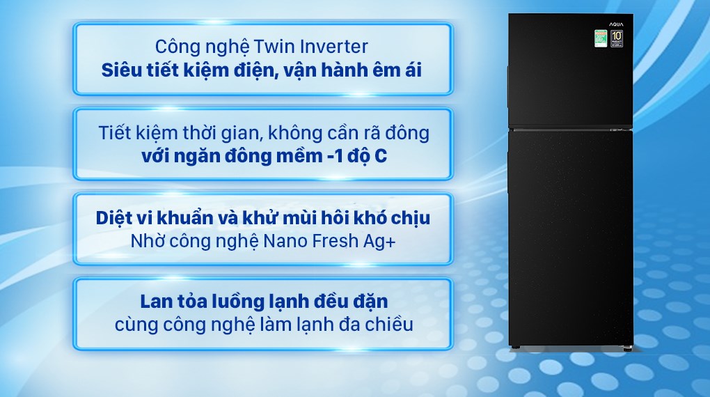 Tủ lạnh Aqua Inverter 211 lít AQR-T238FA(FB) - 10