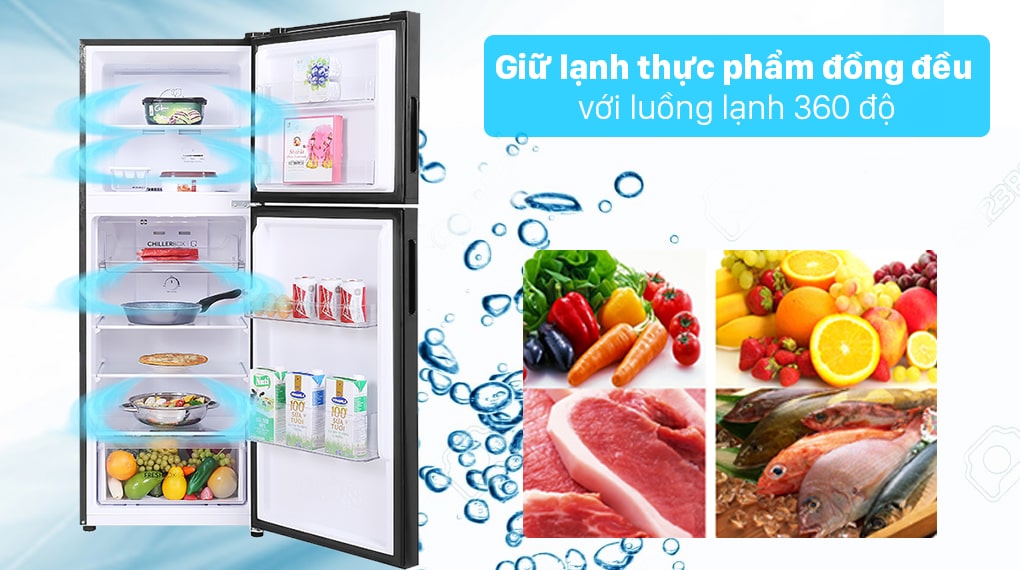 Tủ lạnh Aqua Inverter 211 lít AQR-T238FA(FB) - Luồng lạnh đa chiều bảo quản thực phẩm 