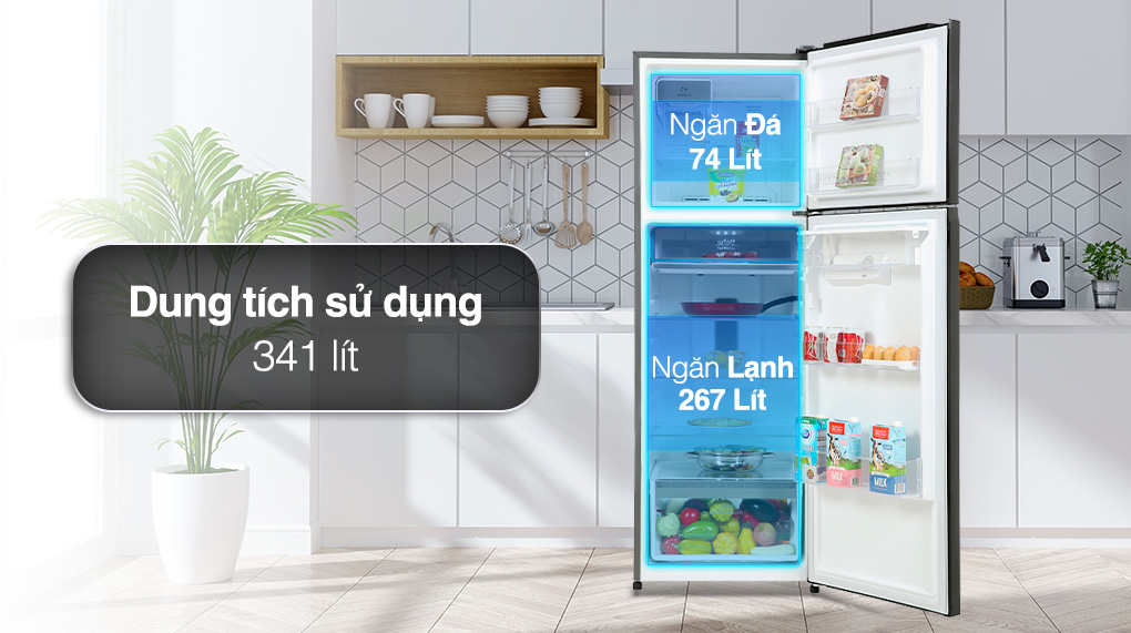 Tủ lạnh Electrolux Inverter 341 lít ETB3760K-H - Dung tích 341 lít