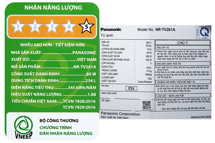 Tủ lạnh Panasonic Inverter 234 lít NR-TV261APSV Màu Bạc