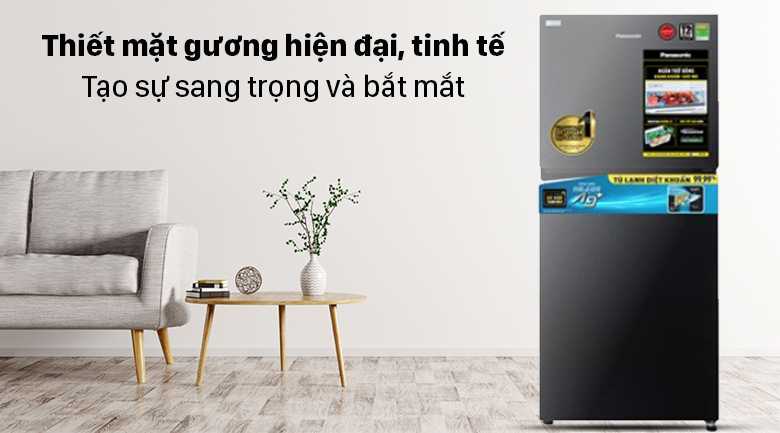 Tủ lạnh Panasonic Inverter 268 lít NR-TV301VGMV - Thiết kế mặt gương hiện đại