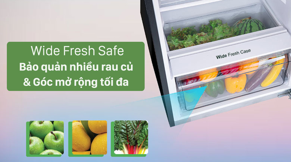 Tủ lạnh Panasonic Inverter 306 lít NR-TV341VGMV-Bảo quản nhiều rau củ trong ngăn Wide Fresh Safe, thao tác tiện lợi với góc mở rộng tối đa