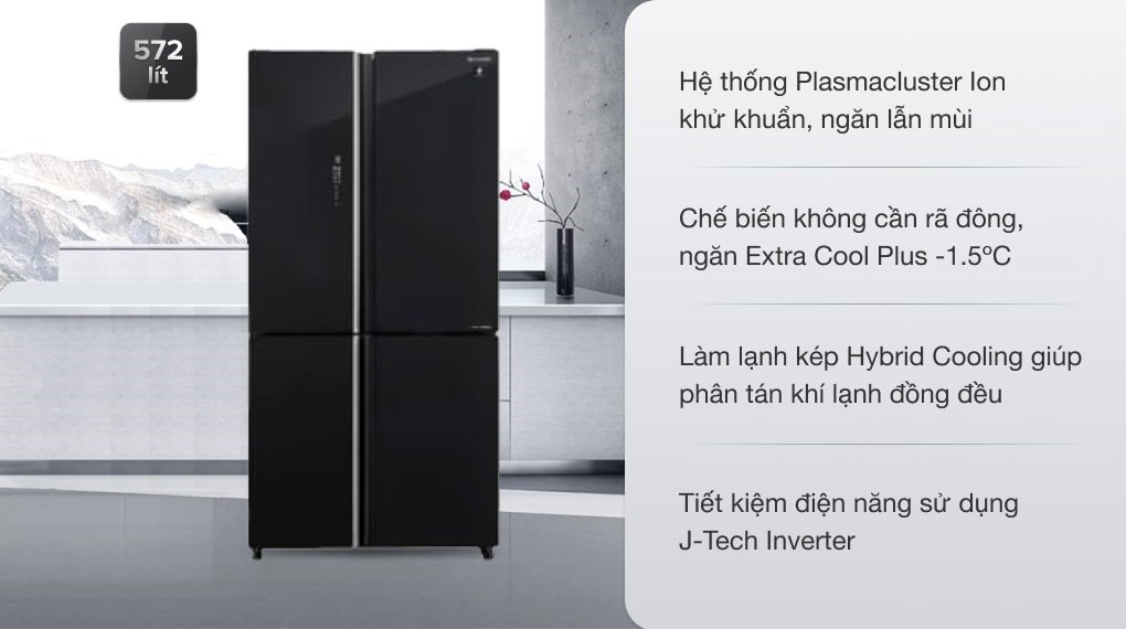 Tủ lạnh Sharp Inverter 572 lít SJ-FXP640VG-BK