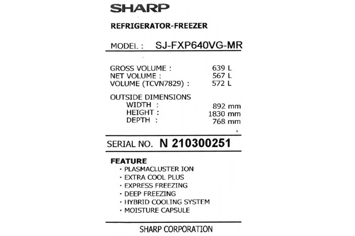 Tủ lạnh Sharp Inverter 572 lít SJ-FXP640VG-MR Màu Đen - Đỏ