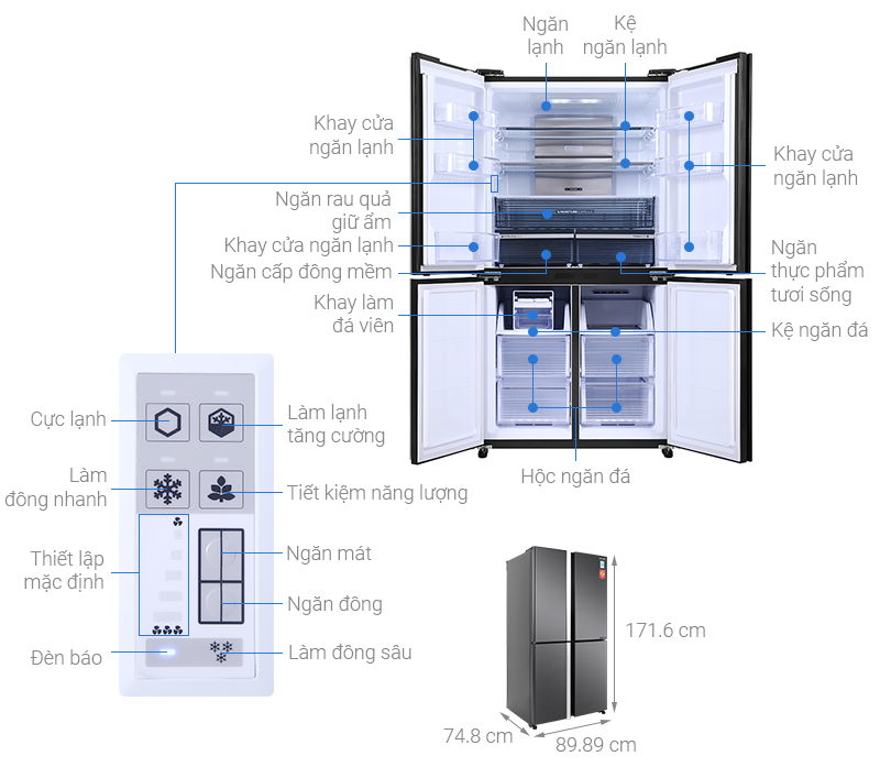 Tủ lạnh Sharp Inverter 525 lít SJ-FX600V-SL