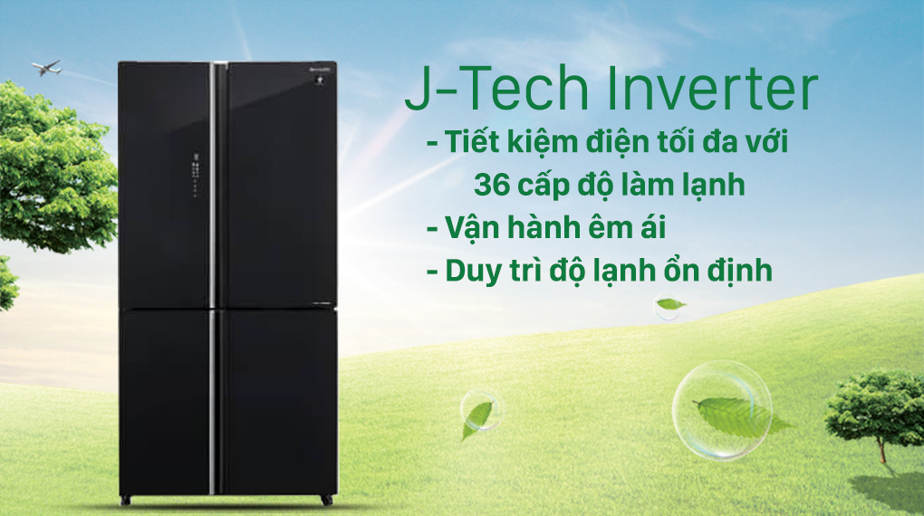 Tủ lạnh Sharp Inverter 525 lít SJ-FXP600VG-BK-Tiết kiệm điện hiệu quả, vận hành êm ái với công nghệ J-Tech Inverter