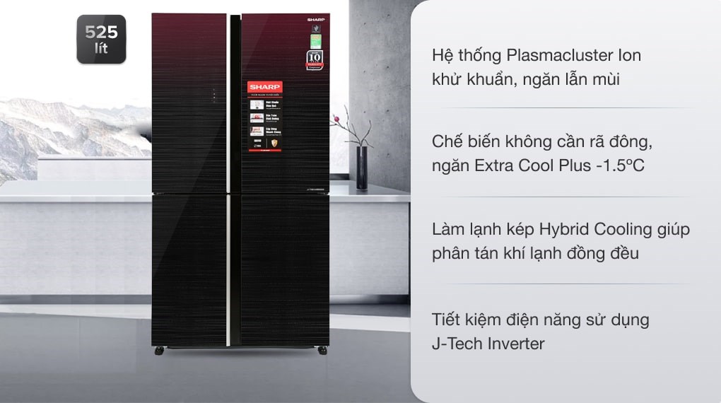 Tủ lạnh Sharp Inverter 525 lít SJ-FXP600VG-MR