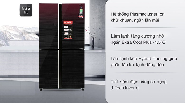 Tủ lạnh Sharp Inverter 525 lít SJ-FXP600VG-MR