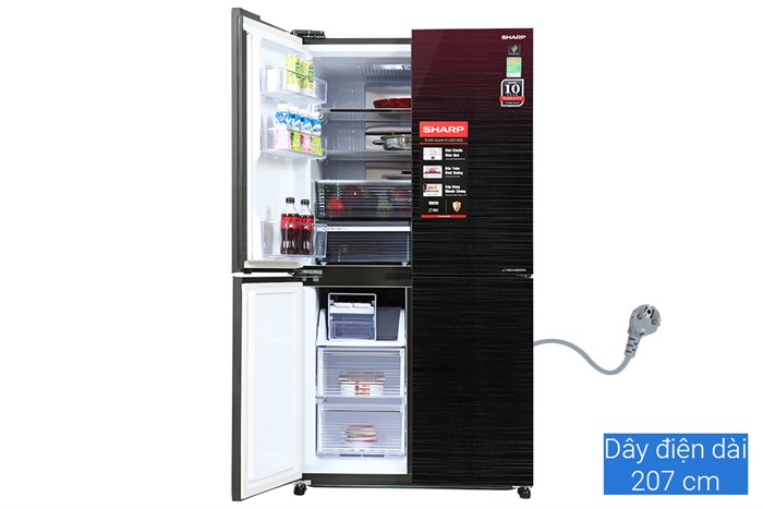 Tủ lạnh Sharp Inverter 525 lít SJ-FXP600VG-MR Màu Đen - Đỏ