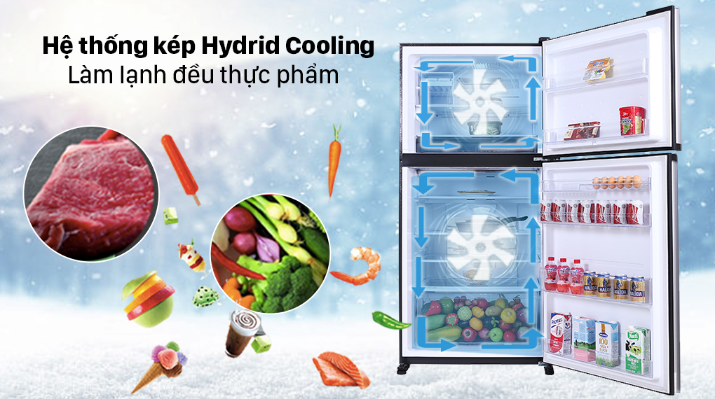 Tủ lạnh Sharp Inverter 520 lít SJ-XP570PG-MR - Hệ thống làm lạnh kép Hybrid Cooling