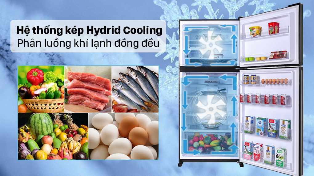 Tủ lạnh Sharp Inverter 560 lít SJ-XP620PG-BK - Hệ thống làm lạnh kép Hybrid Cooling