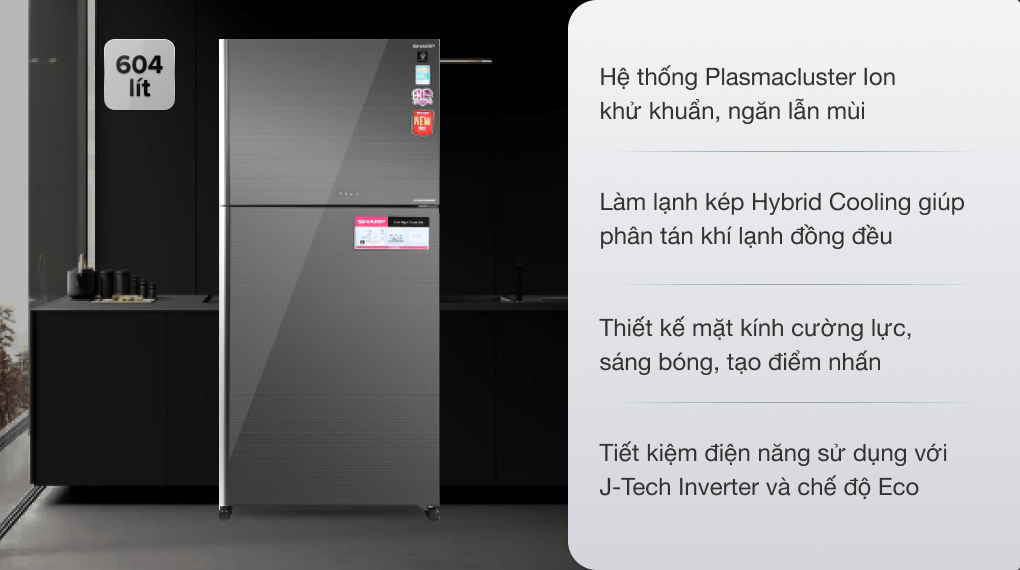 Tủ lạnh Sharp Inverter 604 lít SJ-XP660PG-SL