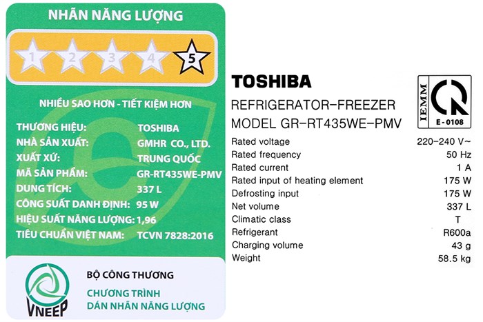 Tủ lạnh Toshiba Inverter 337 lít GR-RT435WE-PMV(06)-MG Màu Đen - Xám