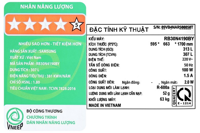 Tủ lạnh Samsung Inverter 307 lít RB30N4190BY/SV Màu Nâu