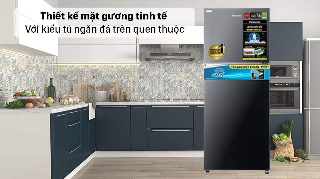 Tủ lạnh Panasonic Inverter 326 lít NR-TL351VGMV - Thiết kế mặt gương