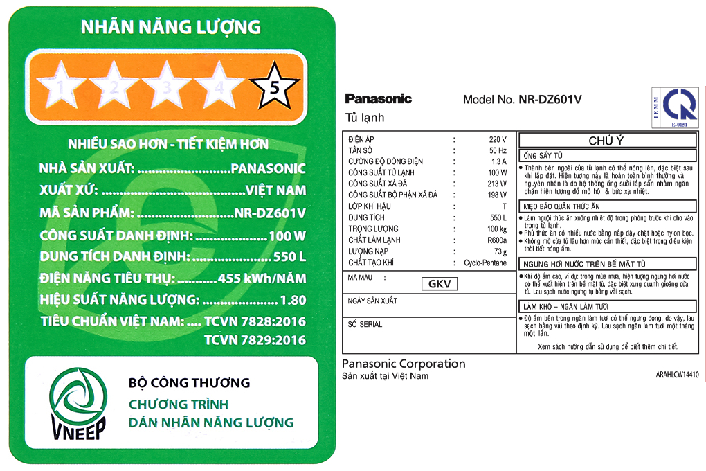 Tủ lạnh Panasonic Inverter 550 lít Multi Door NR-DZ601VGKV Màu Đen