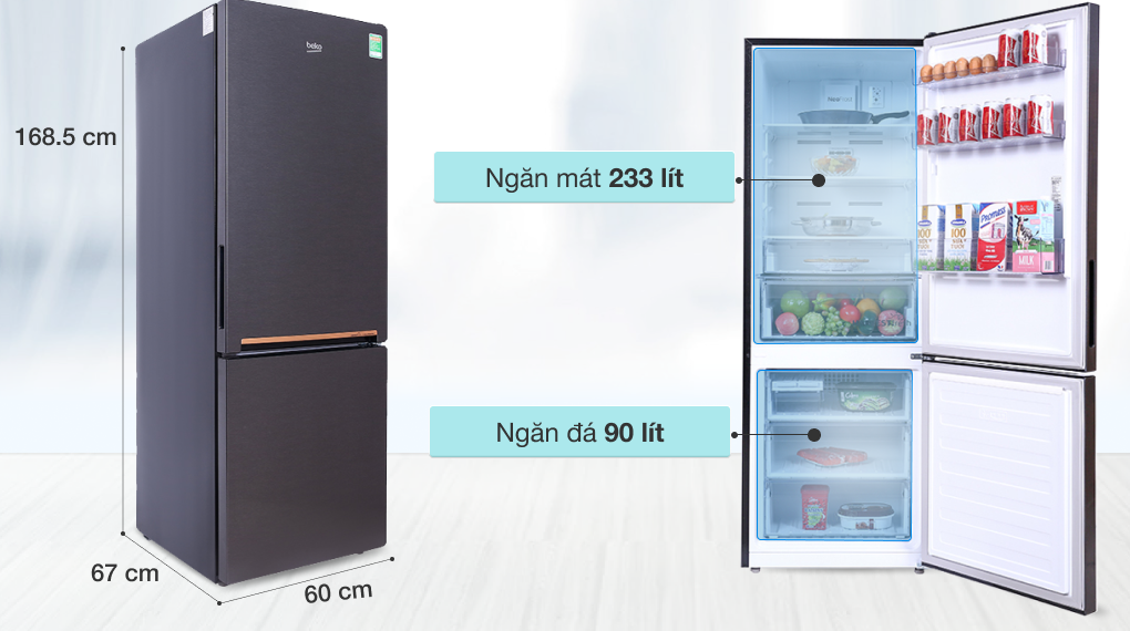 Tủ lạnh Beko Inverter 323 lít RCNT340I50VZK