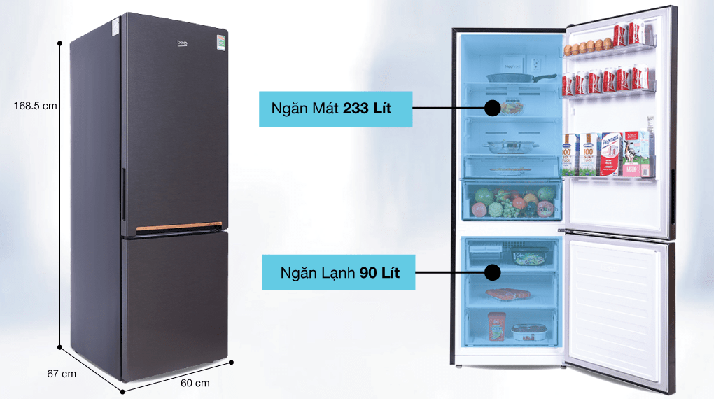 Tủ lạnh Beko Inverter 323 lít RCNT340I50VZK - Dung tích