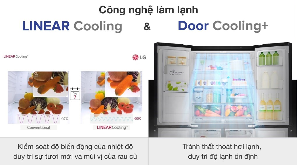 Tủ lạnh LG Inverter 496 lít GR-X22MB - Liner Cooling & Dỏo Cooling+