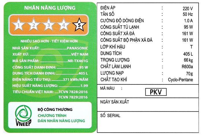 Tủ lạnh Panasonic Inverter 405 lít NR-TX461GPKV Màu Đen