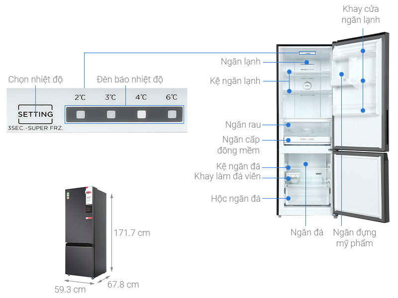 Tủ lạnh Toshiba Inverter 325 lít GR-RB410WE-PMV(37)-SG