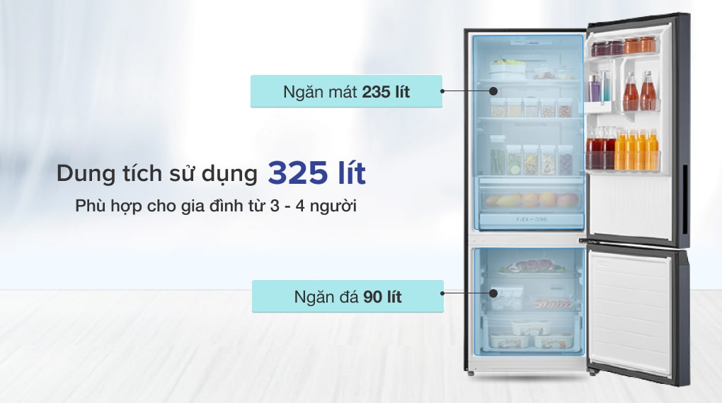 Tủ lạnh Toshiba Inverter 325 lít GR-RB410WE-PMV(37)-SG - Dung tích 325 lít phù hợp với gia đình từ 3 - 4 thành viên