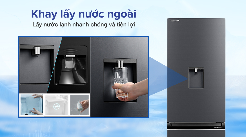 Tủ lạnh Toshiba Inverter 322 lít GR-RB405WE-PMV(06)-MG - Khay lấy nước tự động