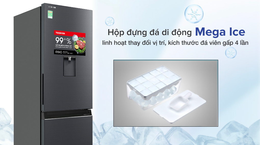 Tủ lạnh Toshiba Inverter 322 lít GR-RB405WE-PMV(06)-MG-Hộp đựng đá di động Mega Ice