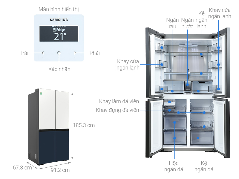 Tủ lạnh Samsung Inverter 599 lít Multi Door RF60A91R177/SV