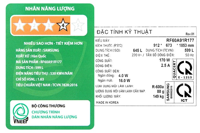 Tủ lạnh Samsung Inverter 599 lít Multi Door Bespoke RF60A91R177/SV Màu Trắng - Xanh