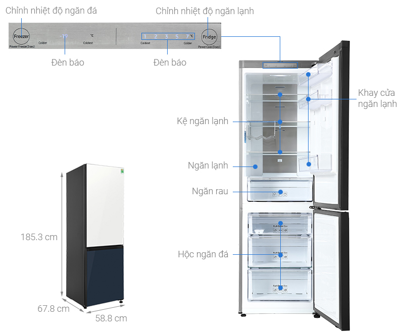 Tủ lạnh Samsung Inverter 339 lít Bespoke RB33T307029/SV