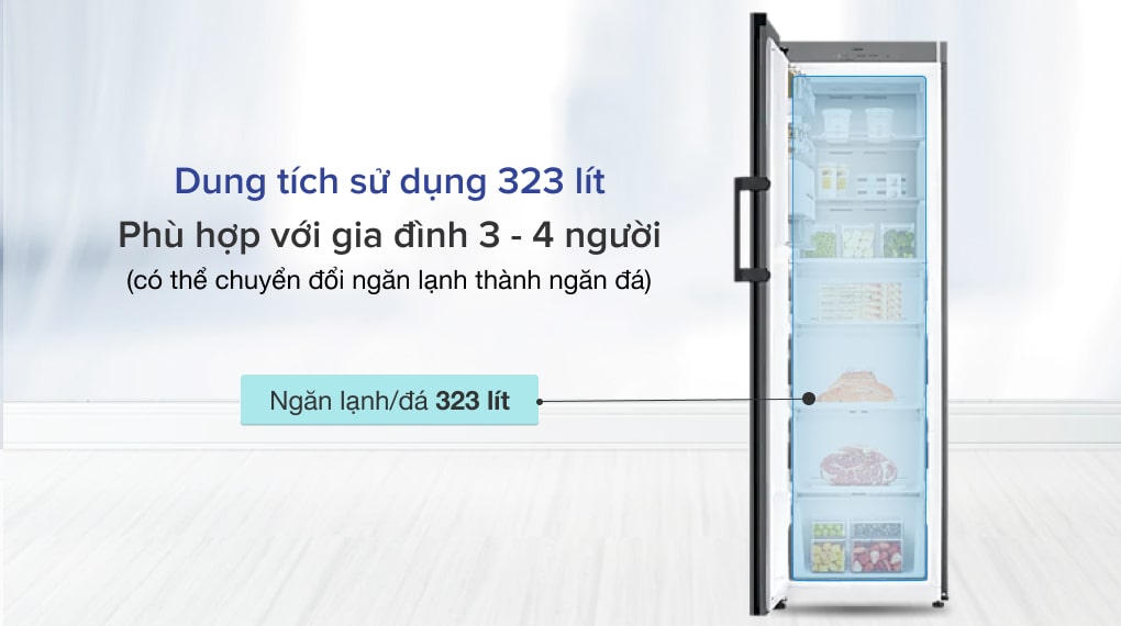 Tủ lạnh Samsung Inverter 323 lít RZ32T744535/SV - Dung tích sử dụng 323 lít phù hợp với gia đình từ 3 4 thành viên