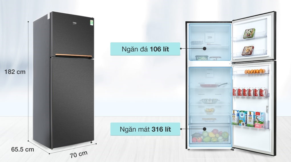 Tủ lạnh Beko Inverter 422 lít RDNT470I50VK