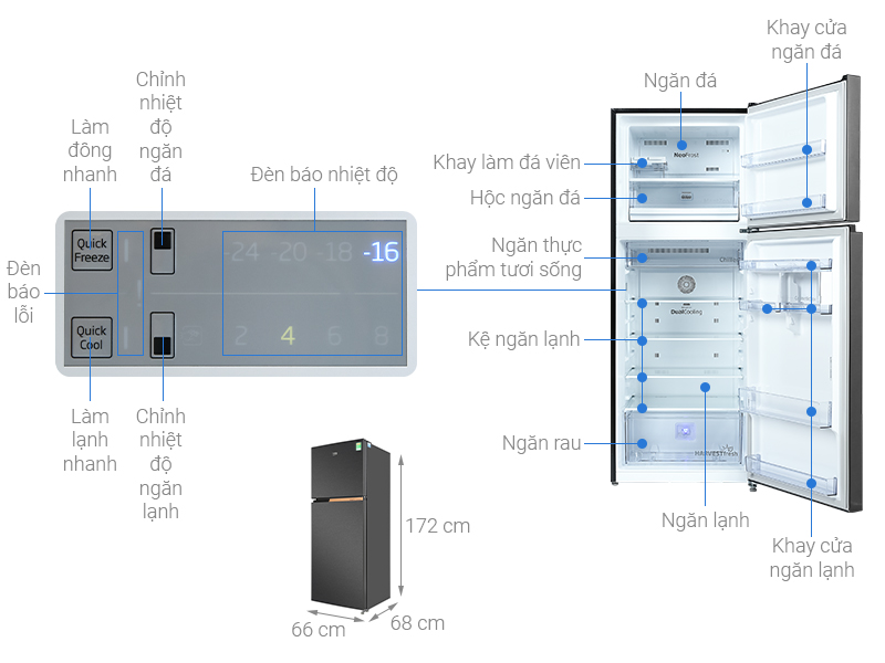 Tủ lạnh Beko Inverter 375 lít RDNT401I50VK