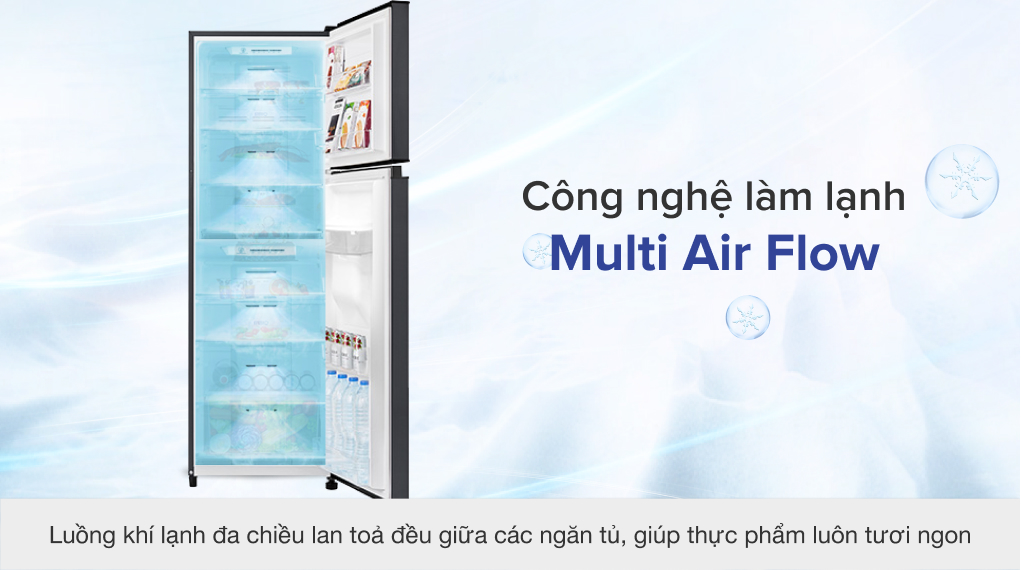 Tủ lạnh Toshiba Inverter 249 lít GR-RT325WE-PMV(06)-MG - Công nghệ khí lạnh vòng cung Multi Air Flow