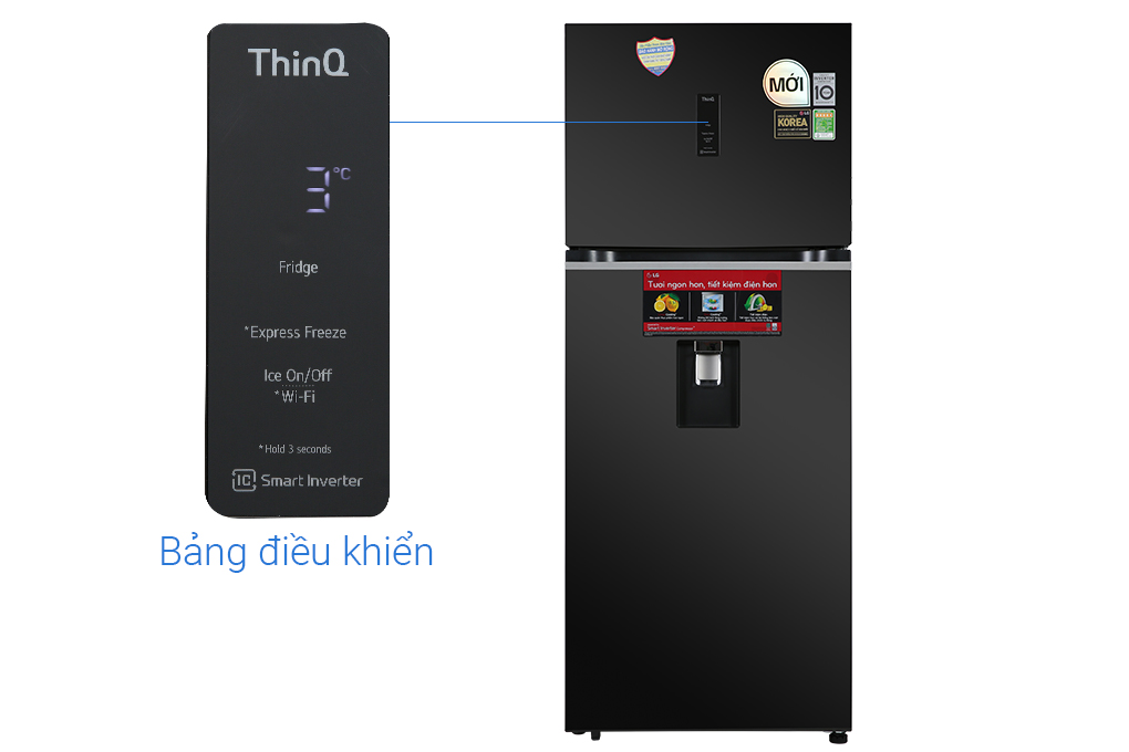 Tủ lạnh LG Inverter 394 lít GN-D392BLA Màu Đen