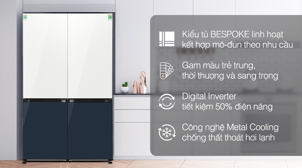 Combo 2 Tủ lạnh Samsung Inverter 678 lít Multi Door Bespoke RB33T307029/SV