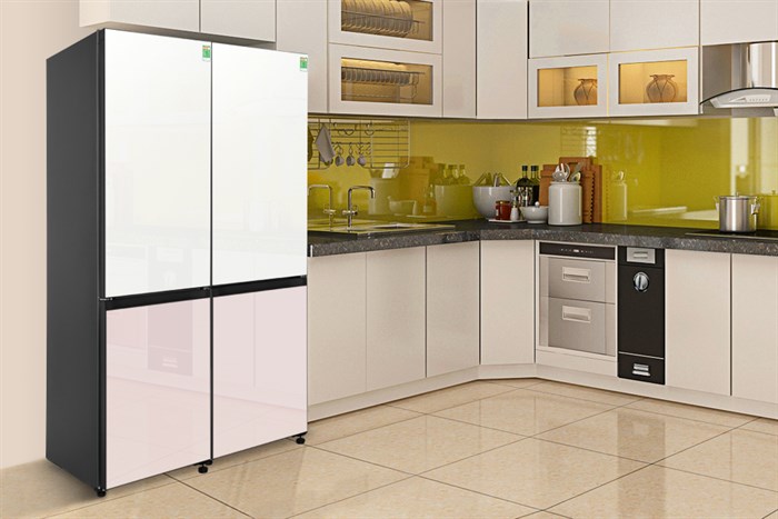 Combo 2 Tủ lạnh Samsung Inverter 678 lít Multi Door Bespoke RB33T307055/SV Màu Trắng - Hồng