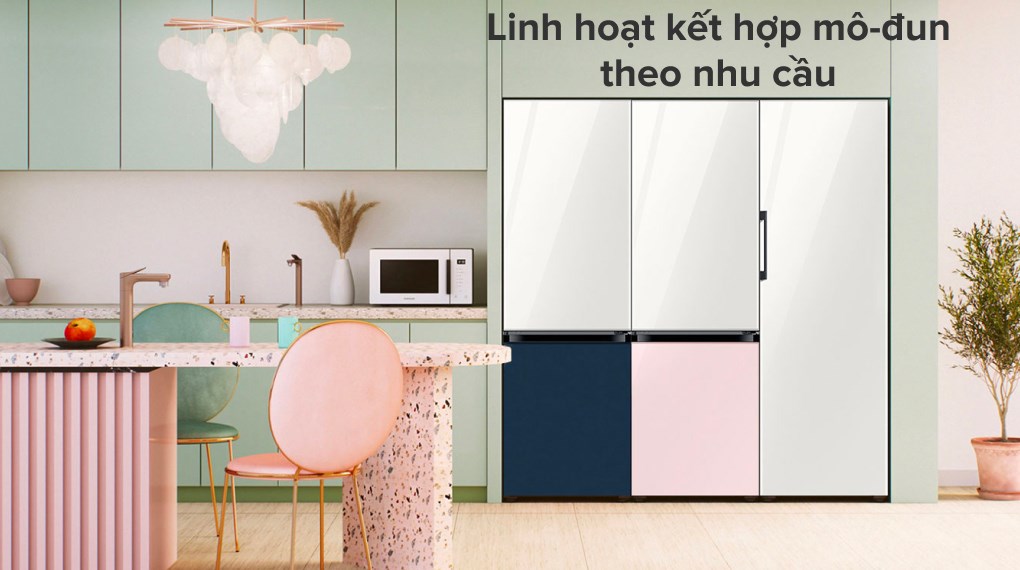 Combo 2 Tủ lạnh Samsung Inverter 646 lít Side By Side Bespoke RZ32T744535/SV